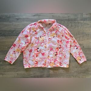 Nanette Lepore women’s plus size 1X pink floral lightweight zip up jacket